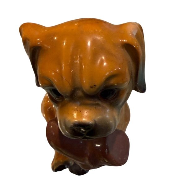 Vintage Ceramic Puppy Figurine Holding Shoe - Picture 9 of 13